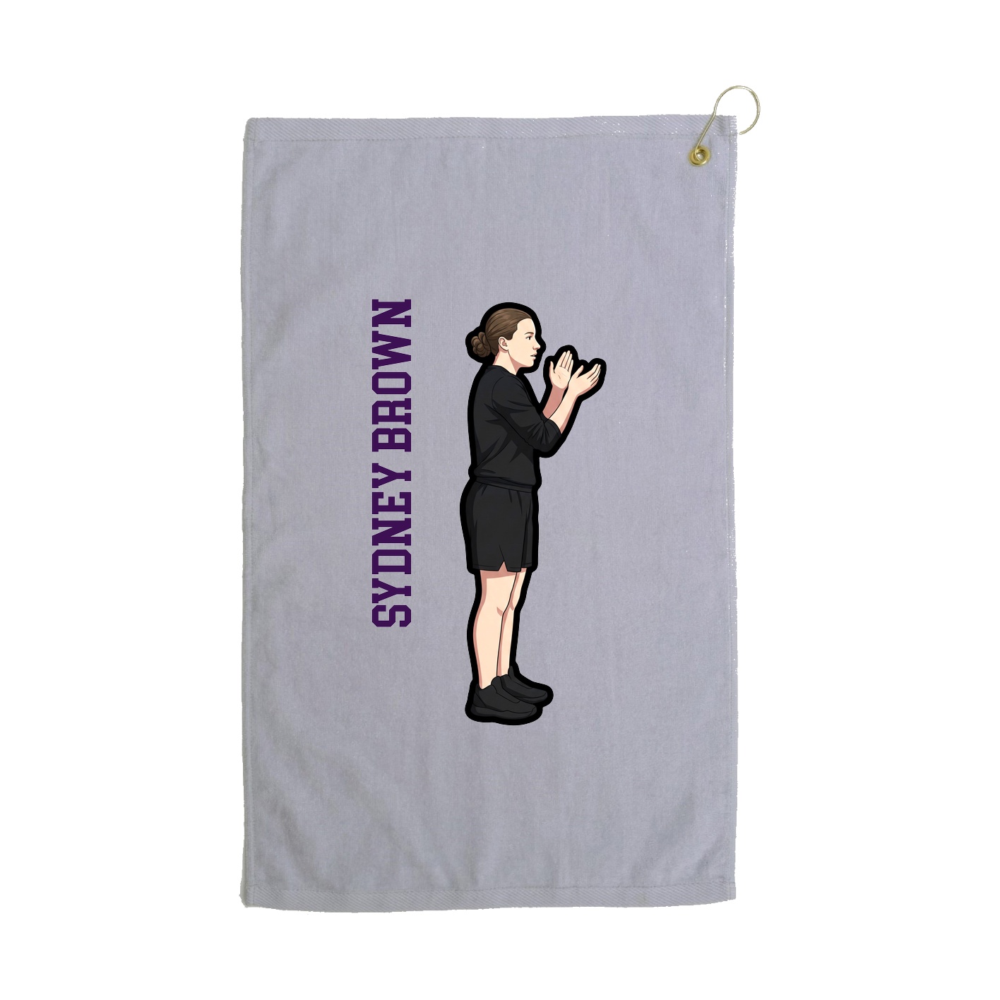 Golf Towel — Name Vertical in Grey