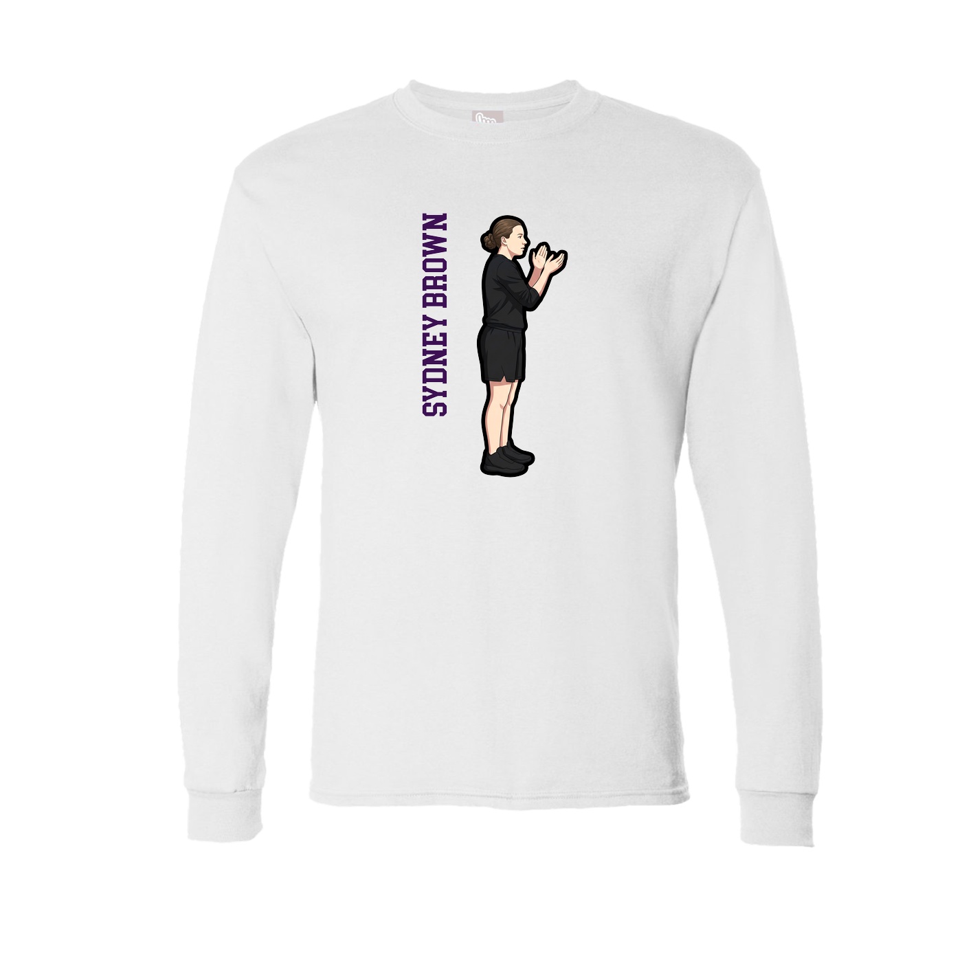 Long Sleeve Tee — Name Vertical in White