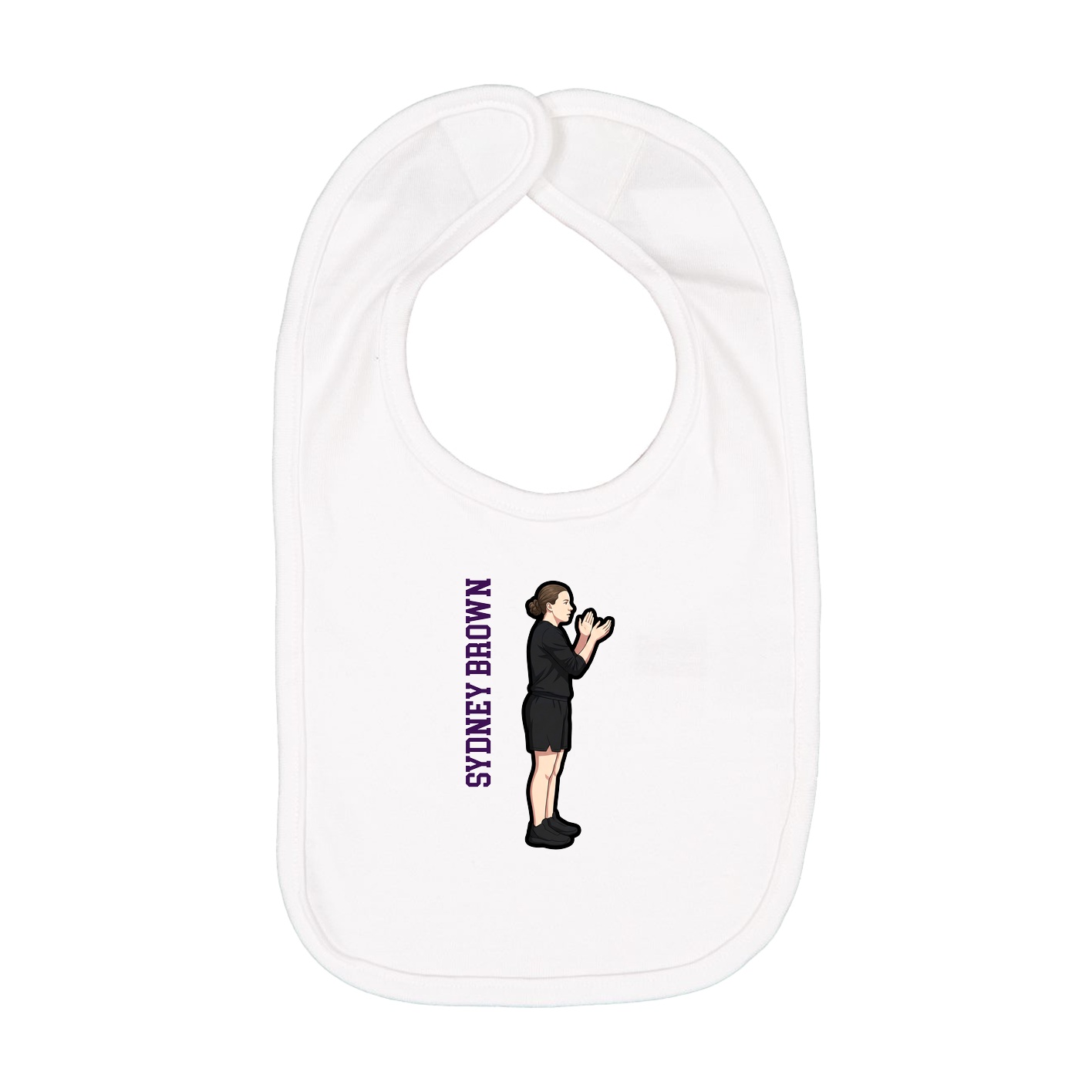 Infant Bib — Name Vertical in White