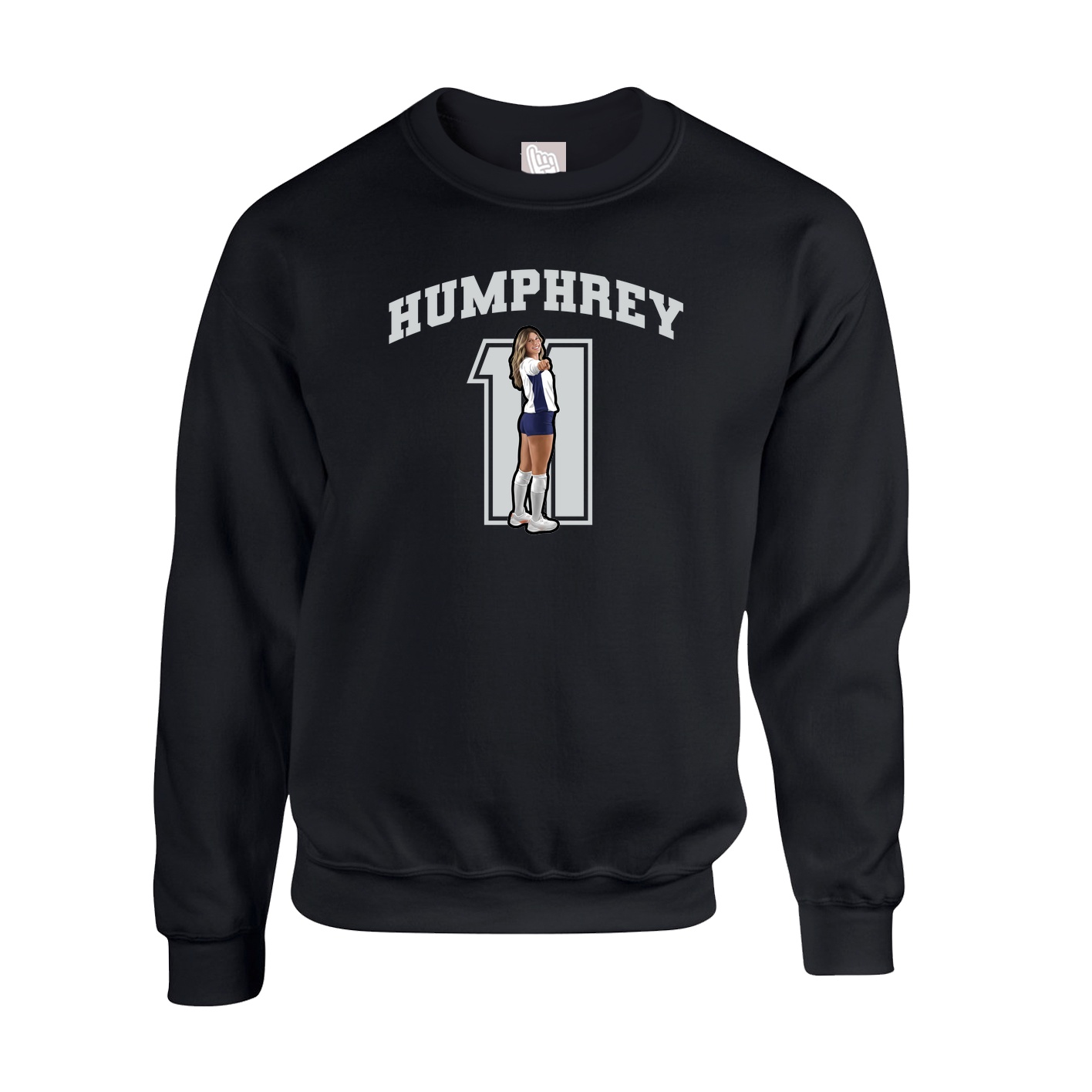 Fleece Crew — Number in Black