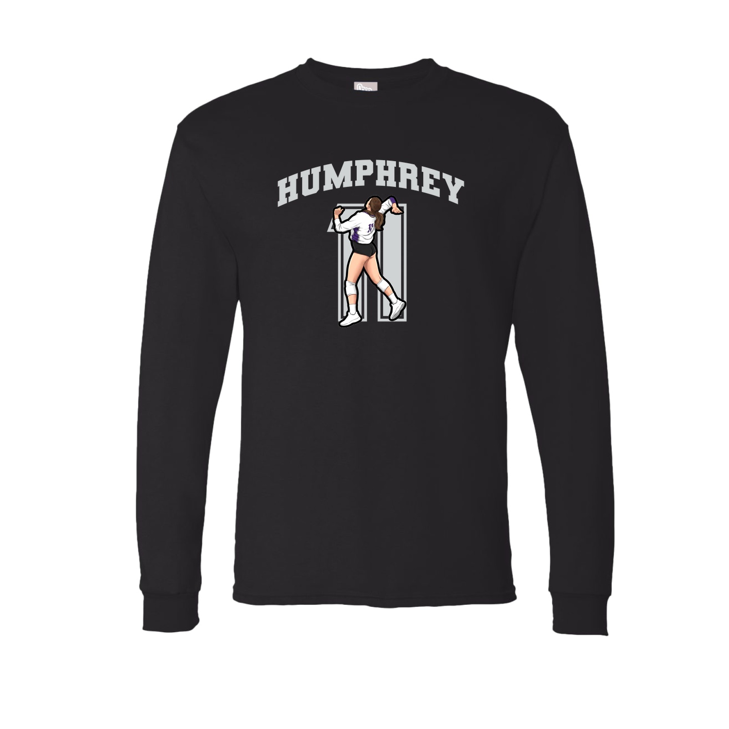 Long Sleeve Tee — Number in Black