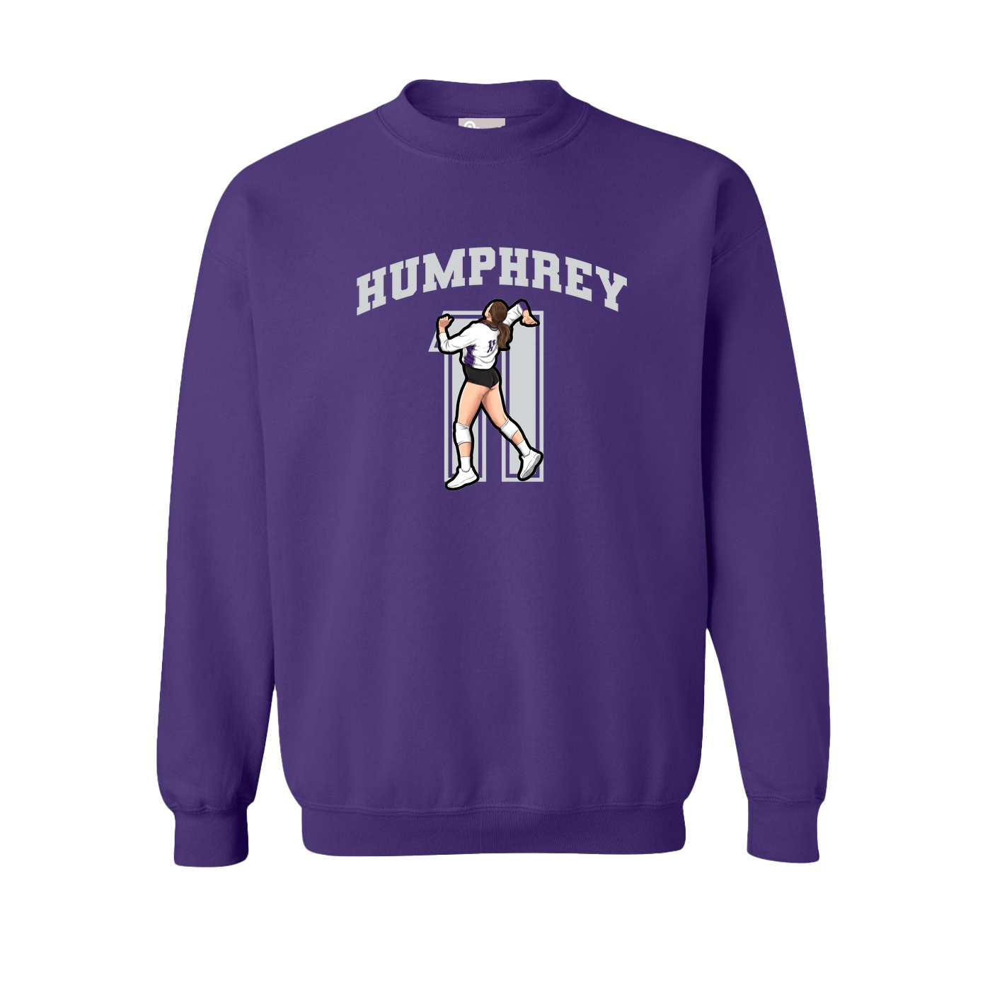 Fleece Crew — Number in Purple