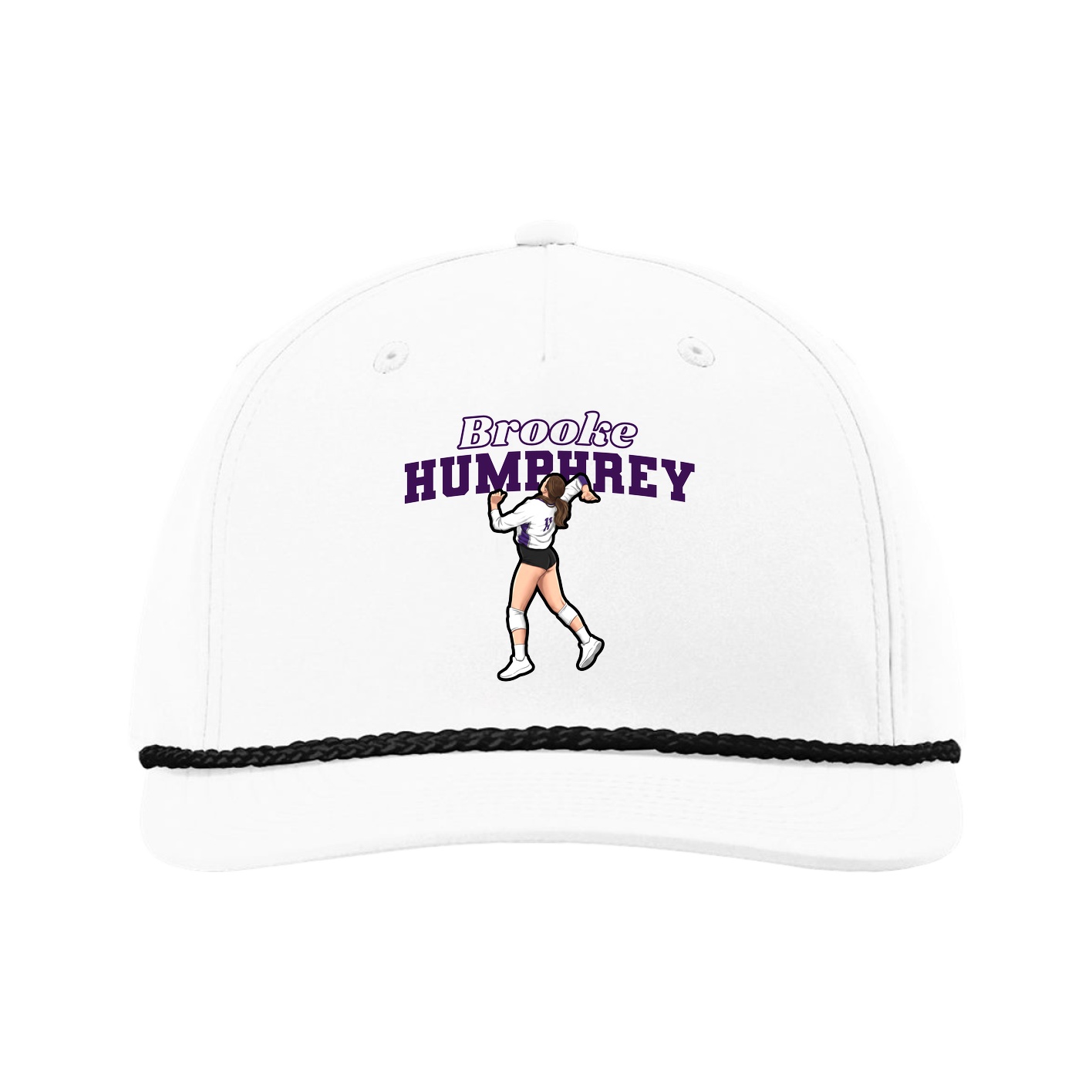 Five-Panel Classic Rope Cap — Name Arch in White