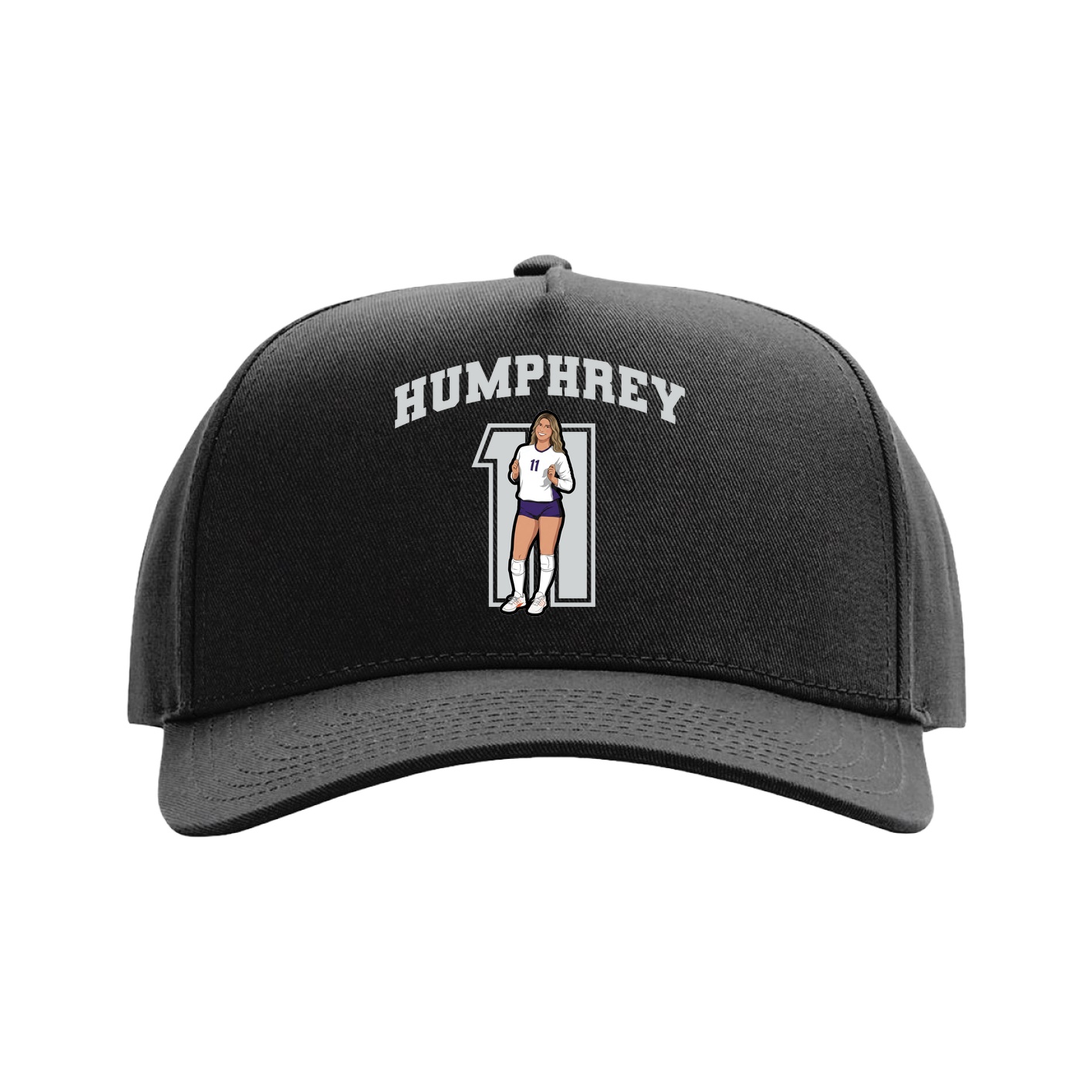 Full Fabric Five-Panel Champ Cap — Number in Black