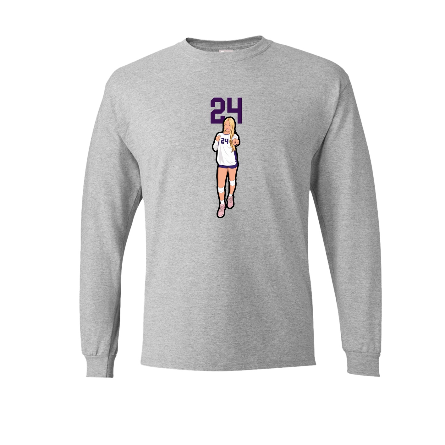 Long Sleeve Tee — Number Top in Grey