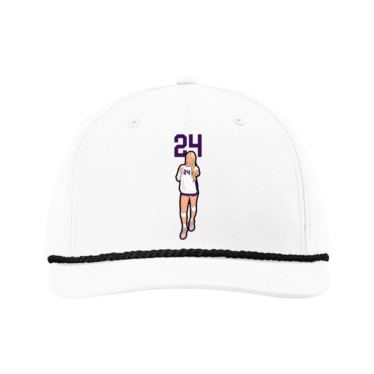Five-Panel Classic Rope Cap — Number Top in White