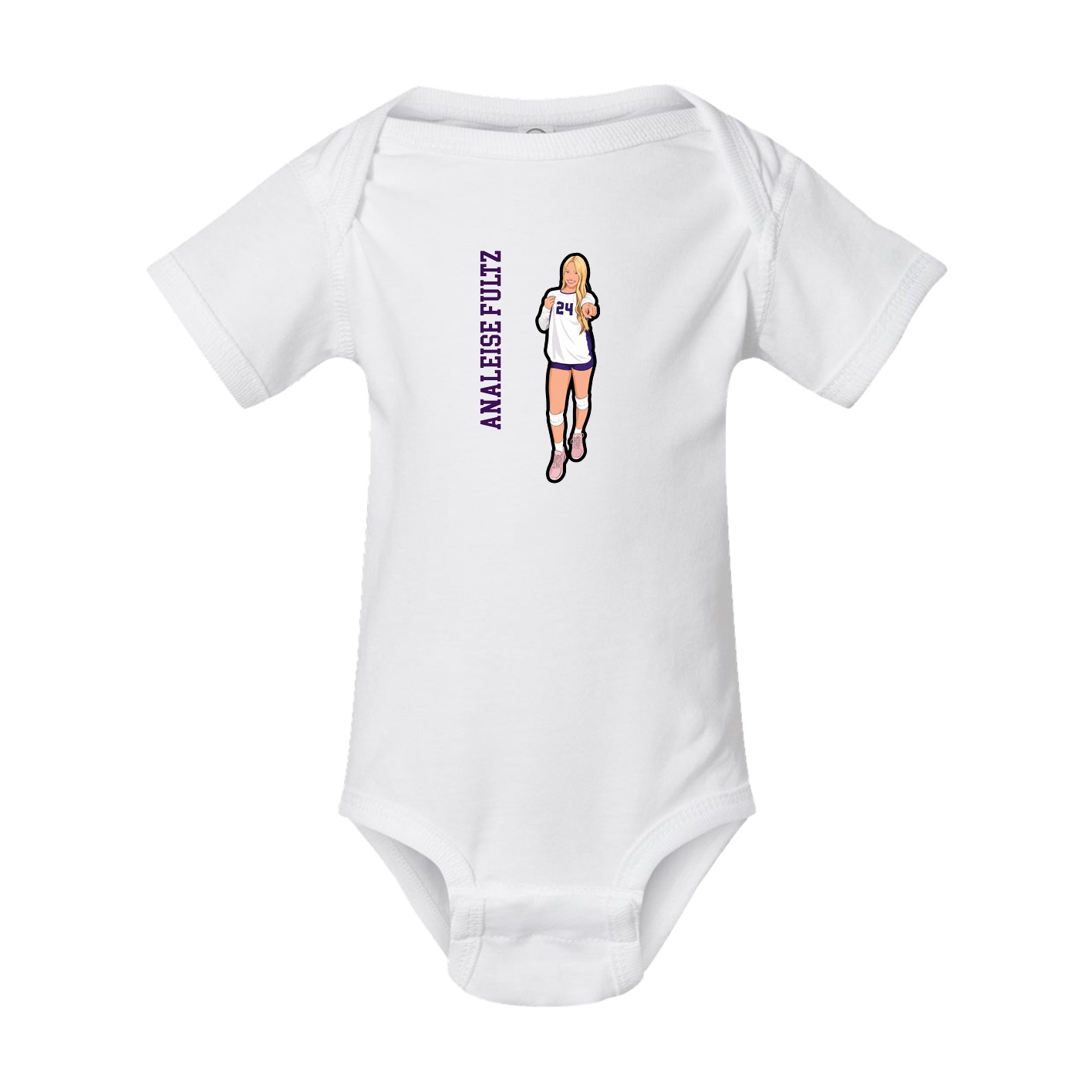 Baby Onesie — Name Vertical in White