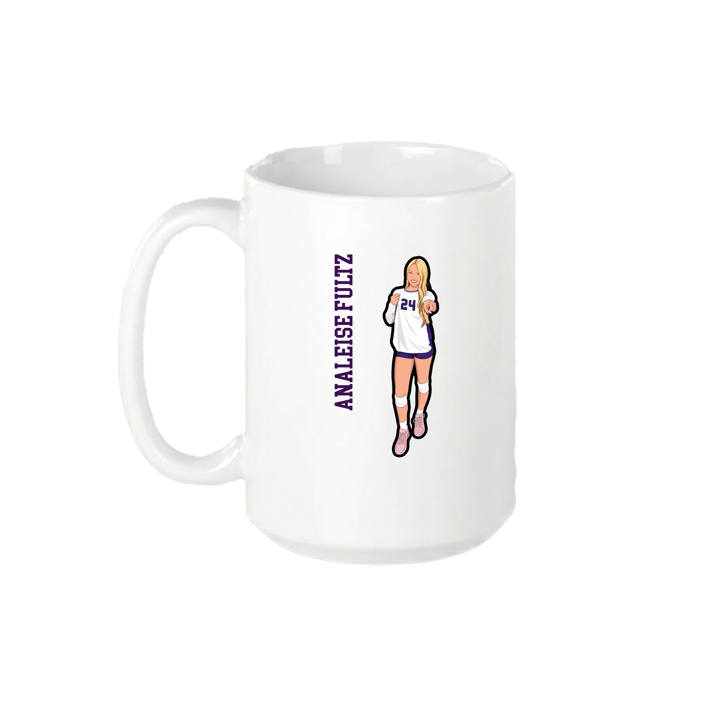 15oz Coffee Mug — Name Vertical in White
