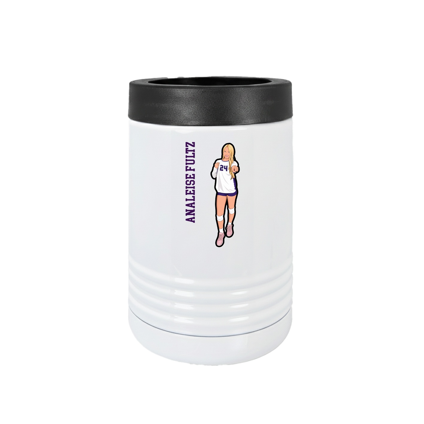 Beverage Holder — Name Vertical in White