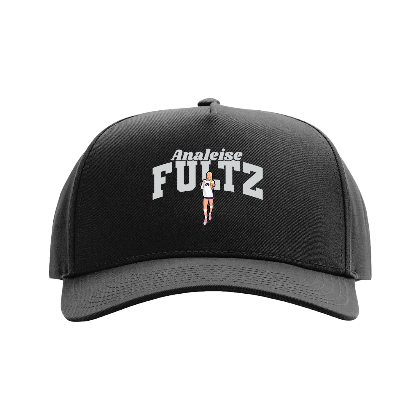 Full Fabric Five-Panel Champ Cap — Signature Arch in Black