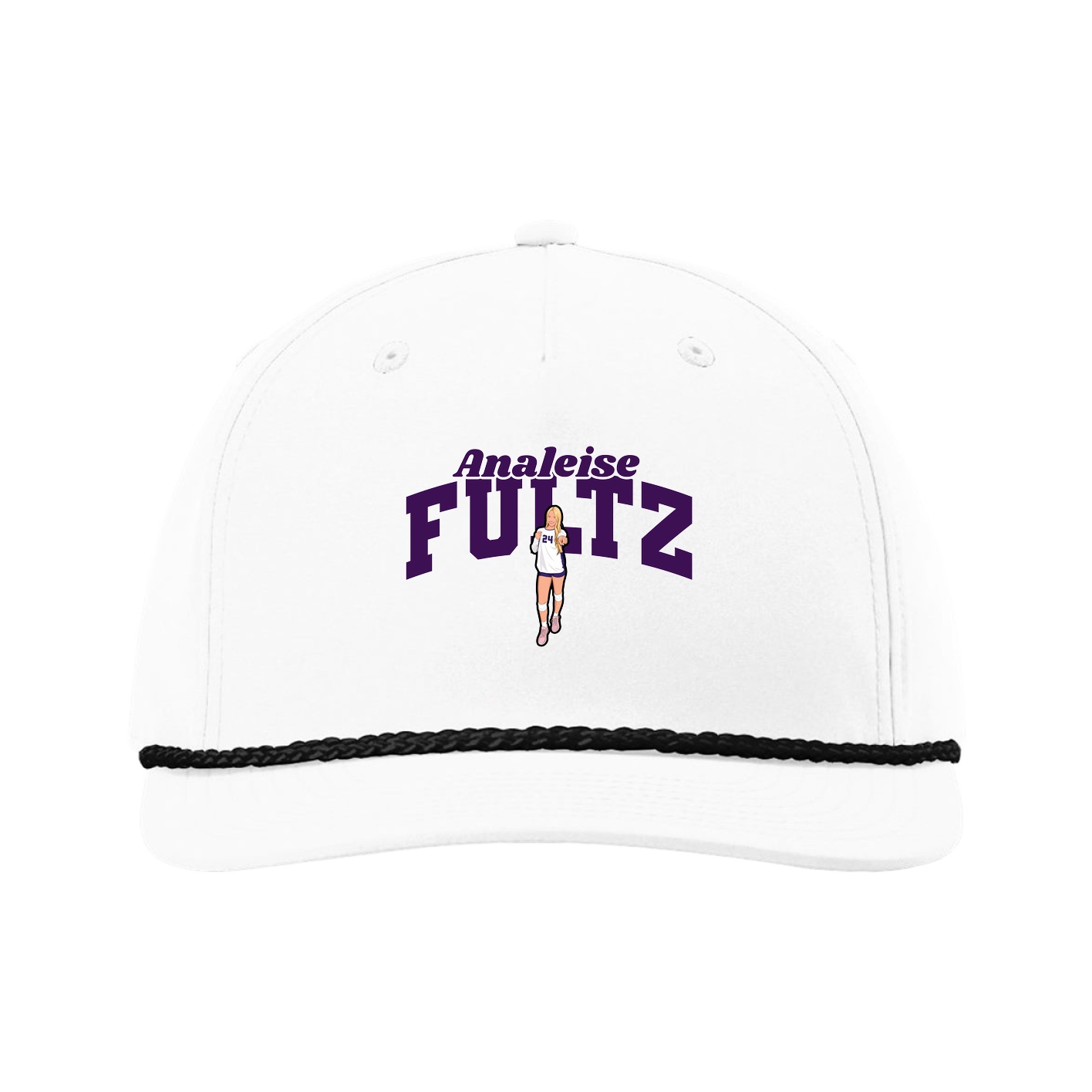 Five-Panel Classic Rope Cap — Signature Arch in White