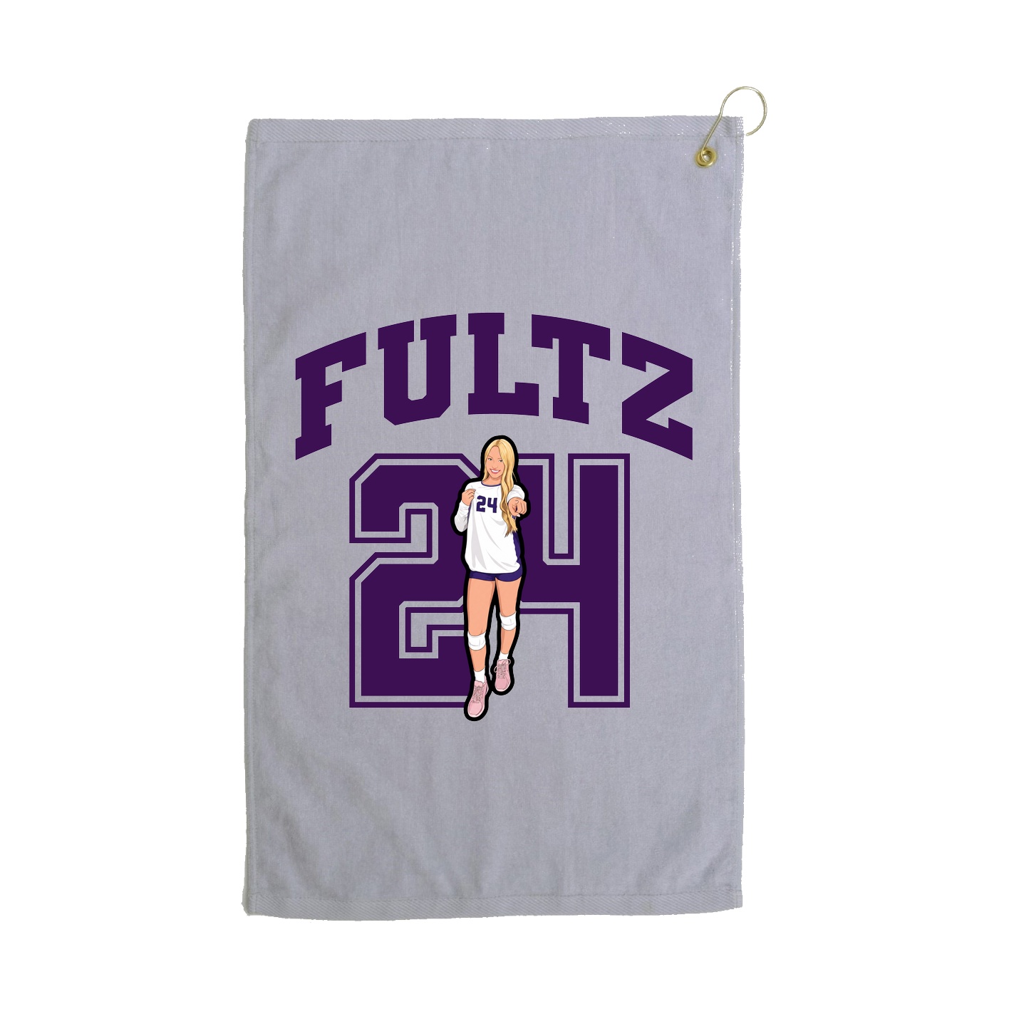 Golf Towel — Number in Grey
