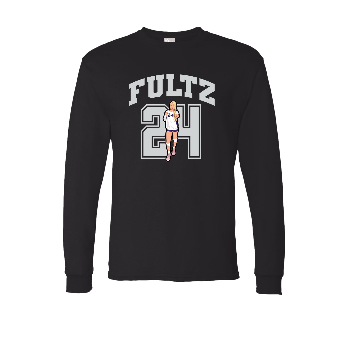 Long Sleeve Tee — Number in Black