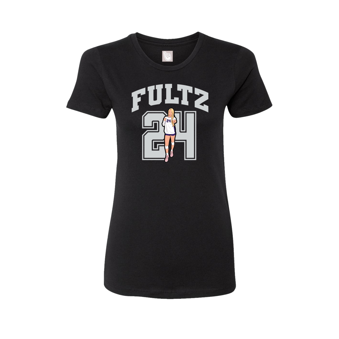 Fitted Women's Tee — Number in Black