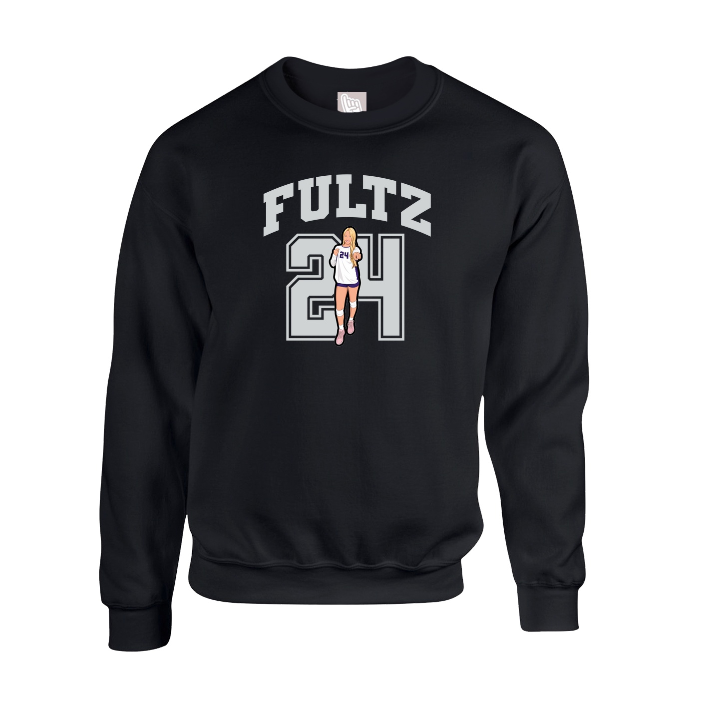 Fleece Crew — Number in Black