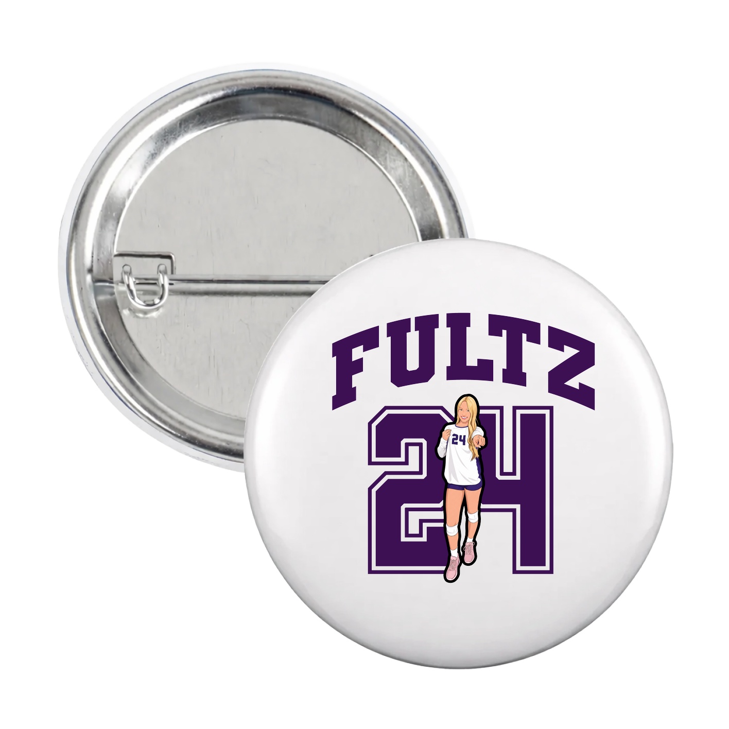 Game Day Button — Number in White