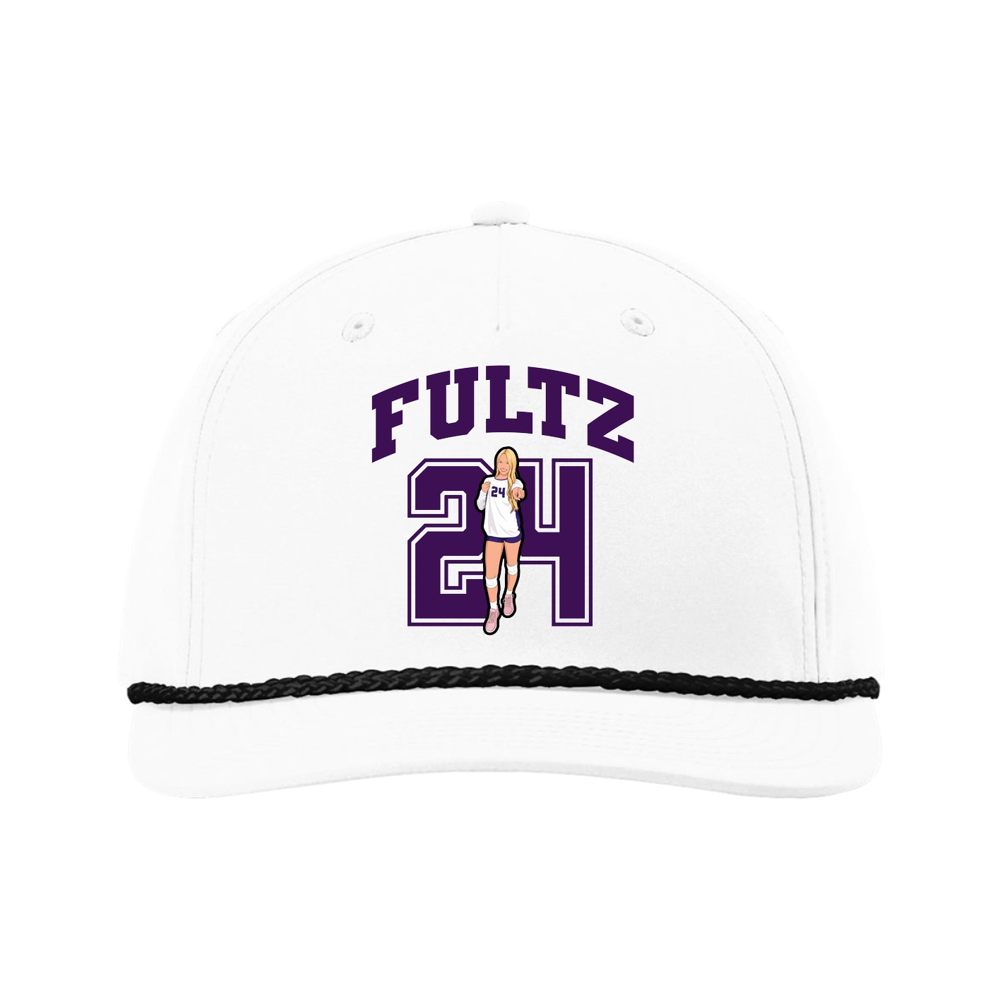Five-Panel Classic Rope Cap — Number in White