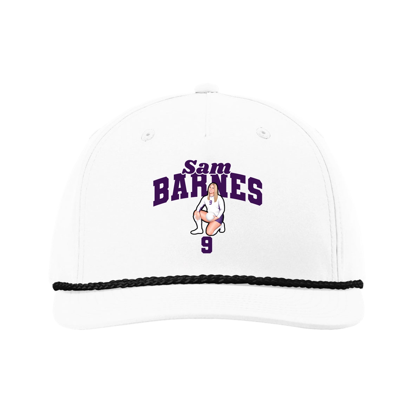 Five-Panel Classic Rope Cap — Signature Arch in White