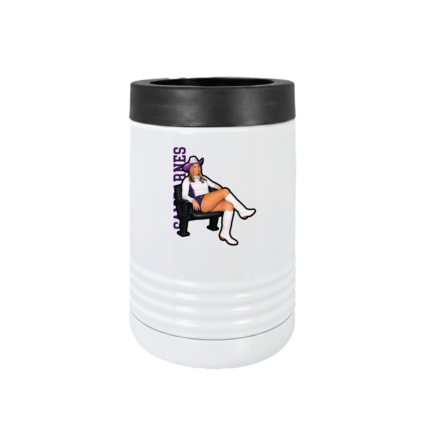 Beverage Holder — Name Vertical in White