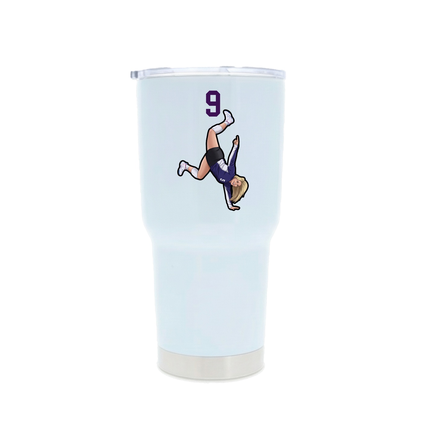 30oz Stainless Steel Tumbler — Number Top in White