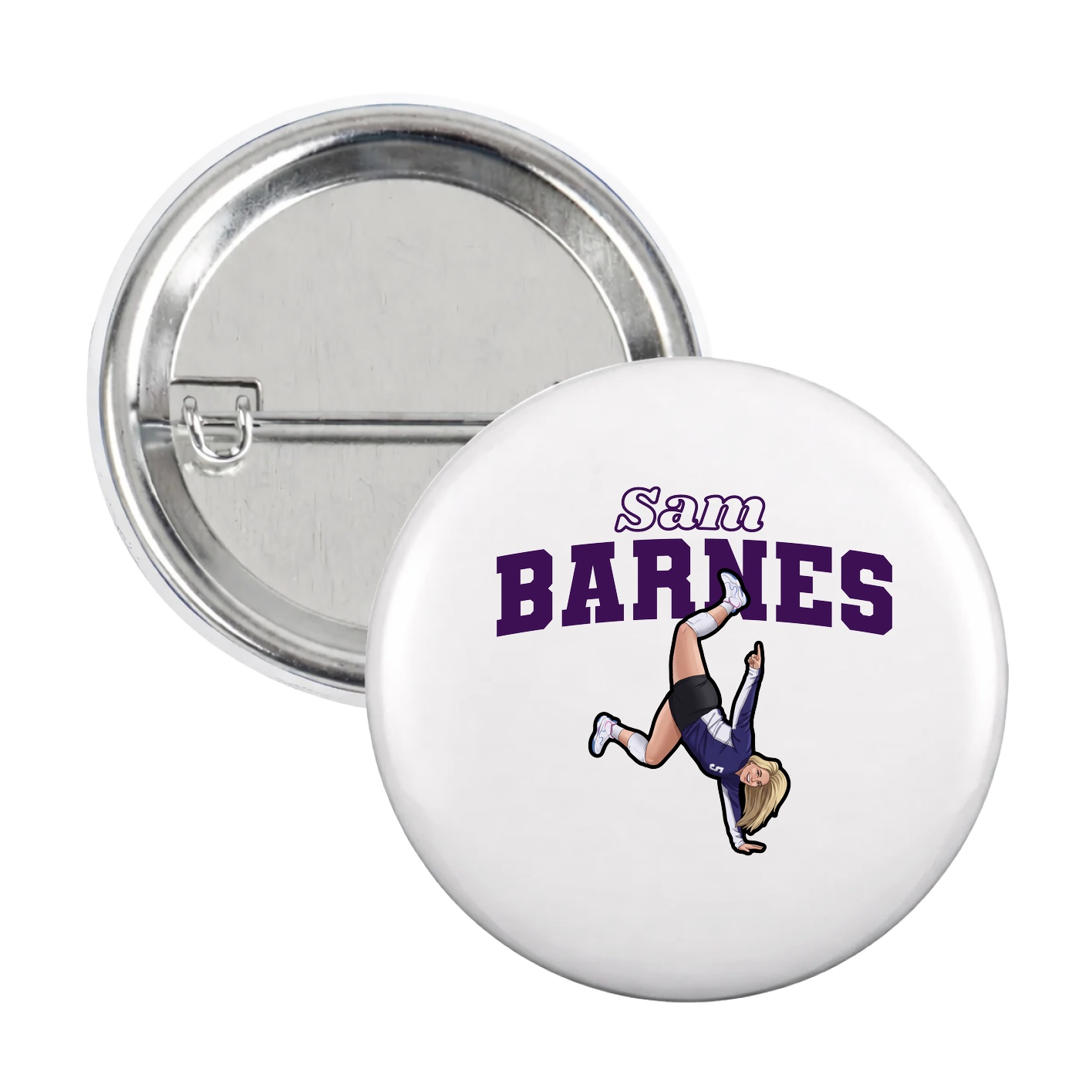 Game Day Button — Name Arch in White
