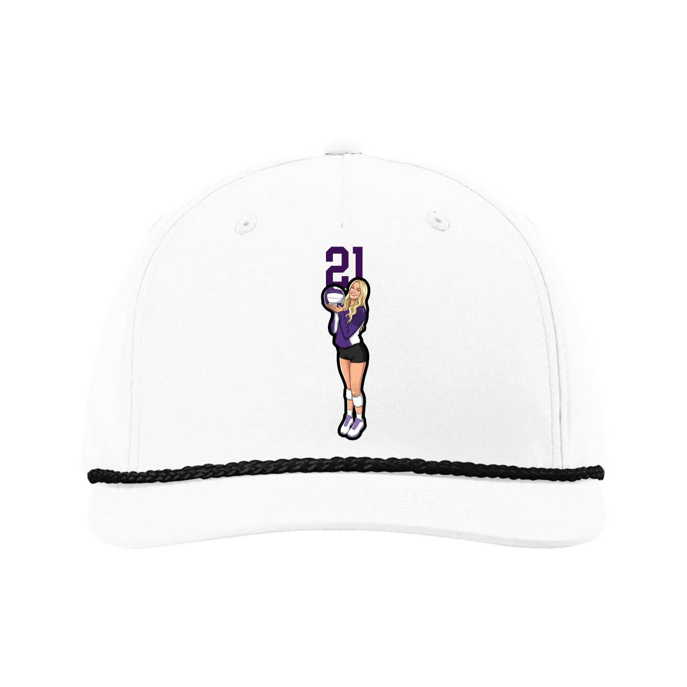 Five-Panel Classic Rope Cap — Number Top in White