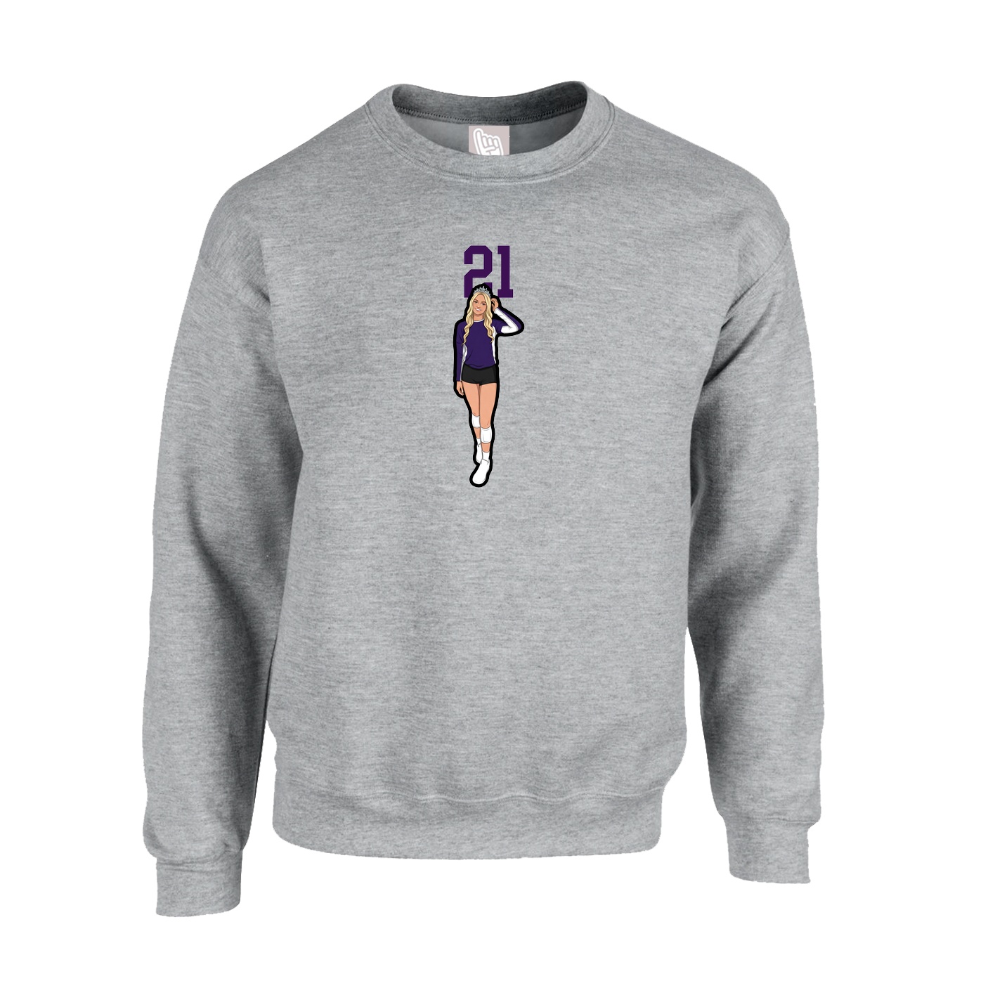 Fleece Crew — Number Top in Grey