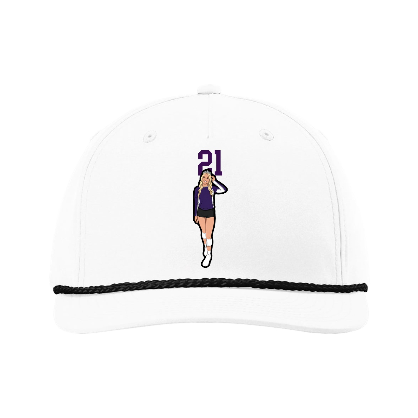 Five-Panel Classic Rope Cap — Number Top in White