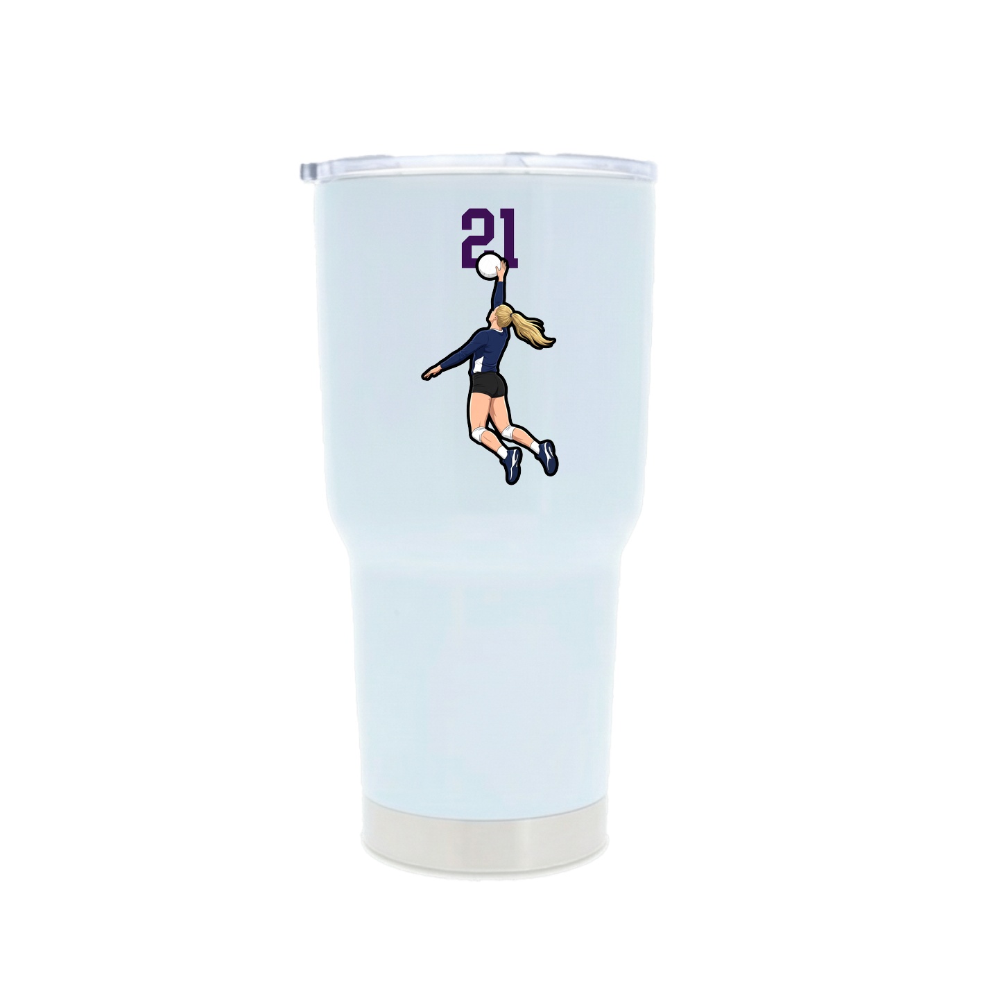 30oz Stainless Steel Tumbler — Number Top in White