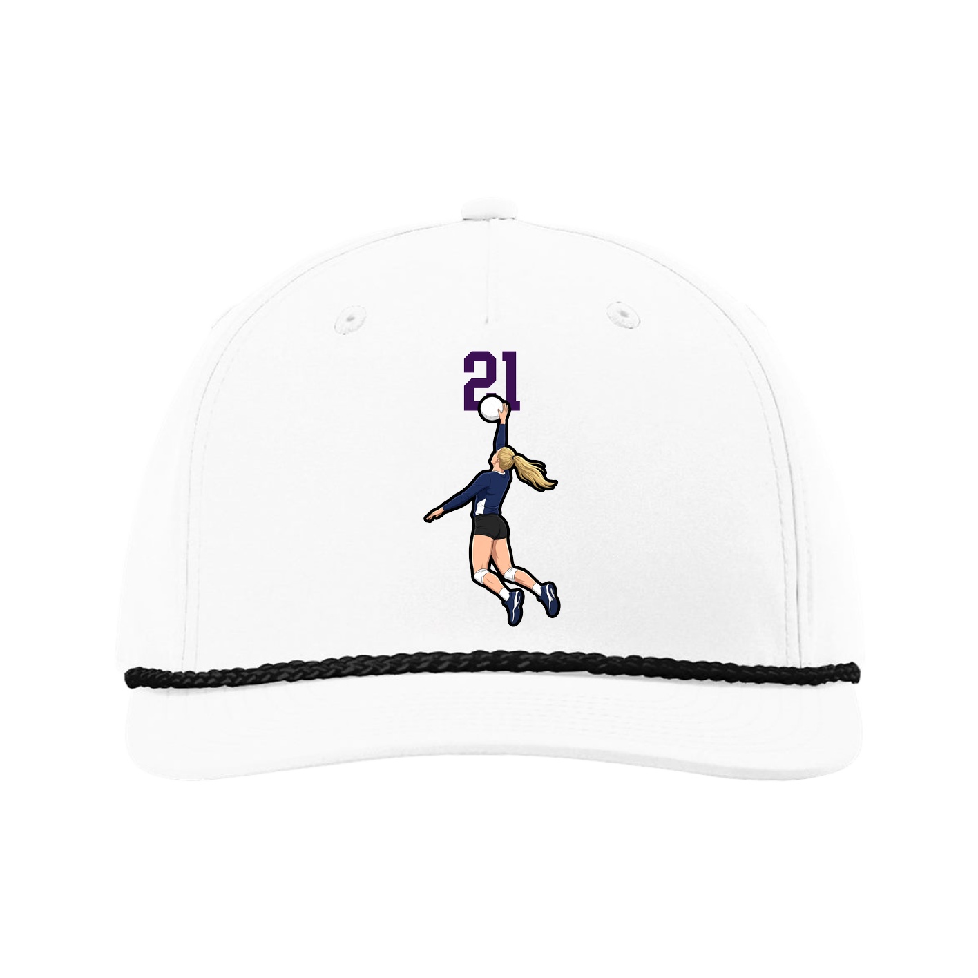 Five-Panel Classic Rope Cap — Number Top in White