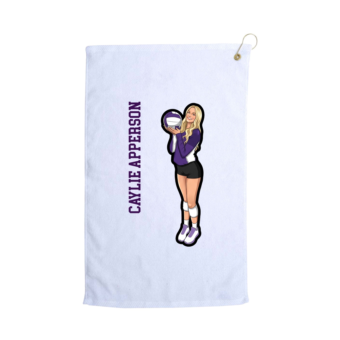 Golf Towel — Name Vertical in White