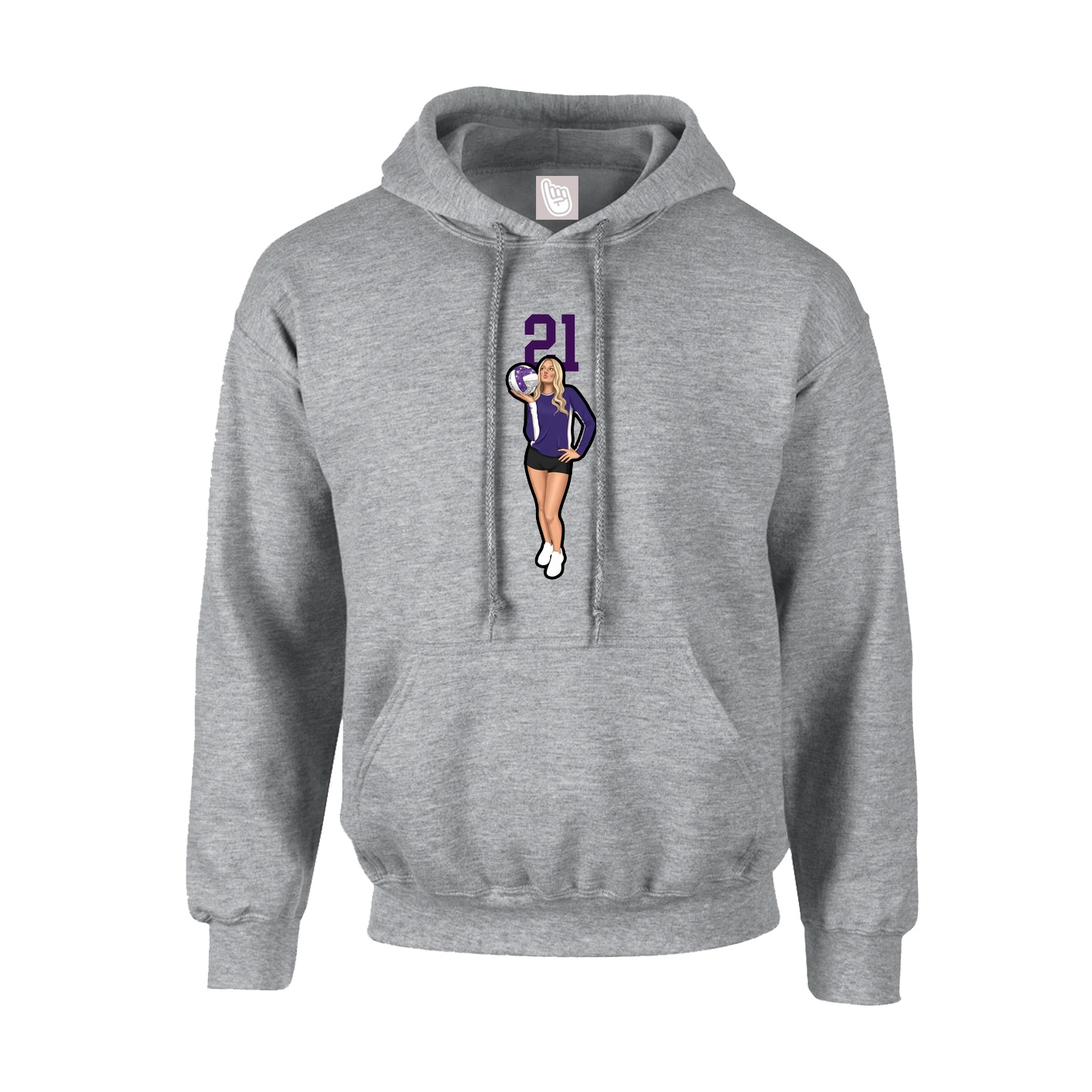 Youth Hoodie — Number Top in Grey