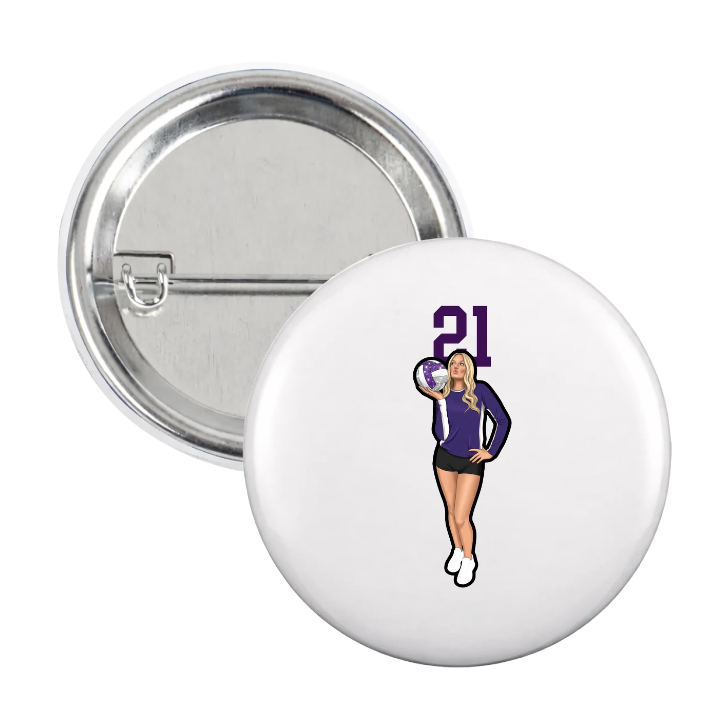 Game Day Button — Number Top in White