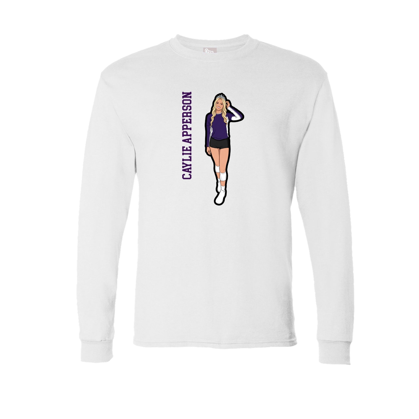Long Sleeve Tee — Name Vertical in White