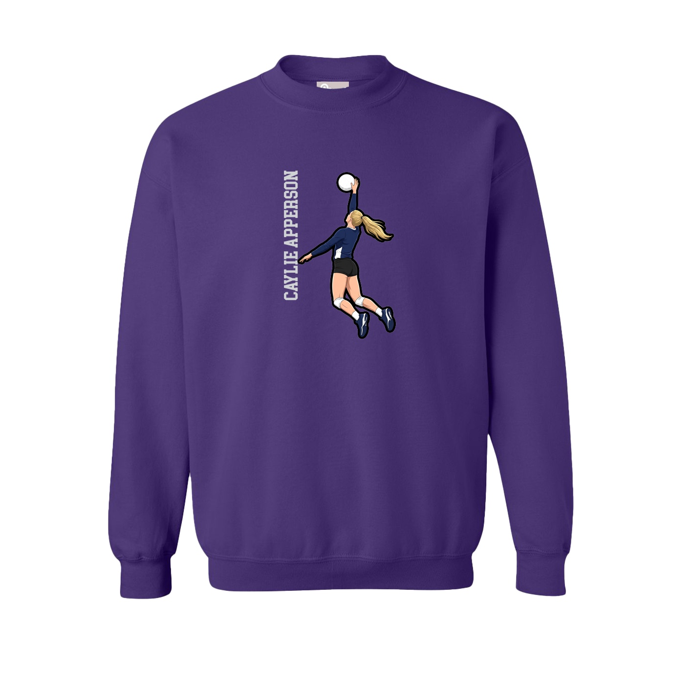Fleece Crew — Name Vertical in Purple