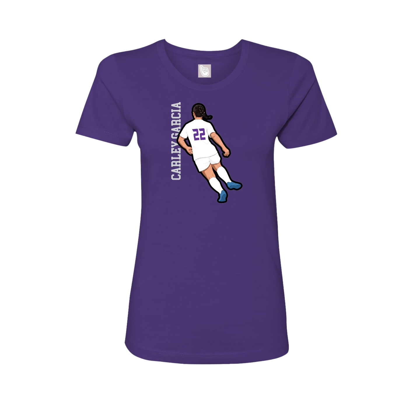Fitted Women's Tee — Name Vertical in Purple