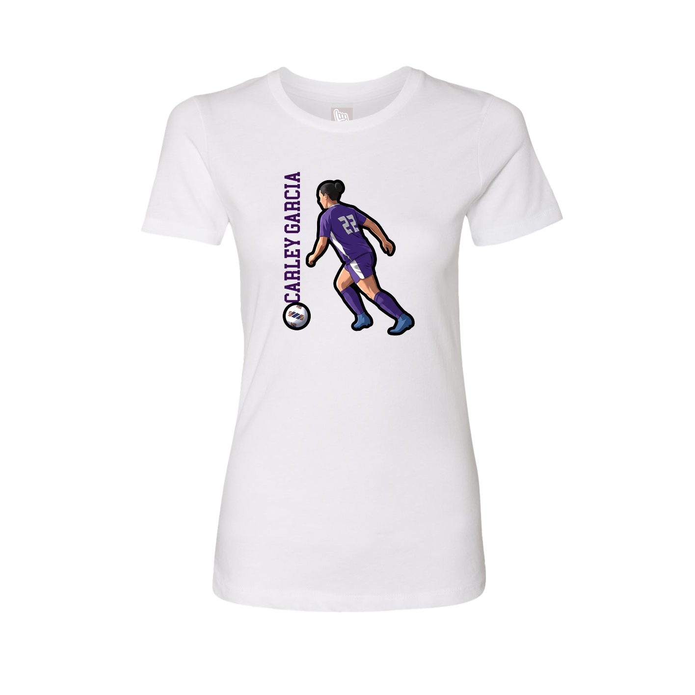 Fitted Women's Tee — Name Vertical in White