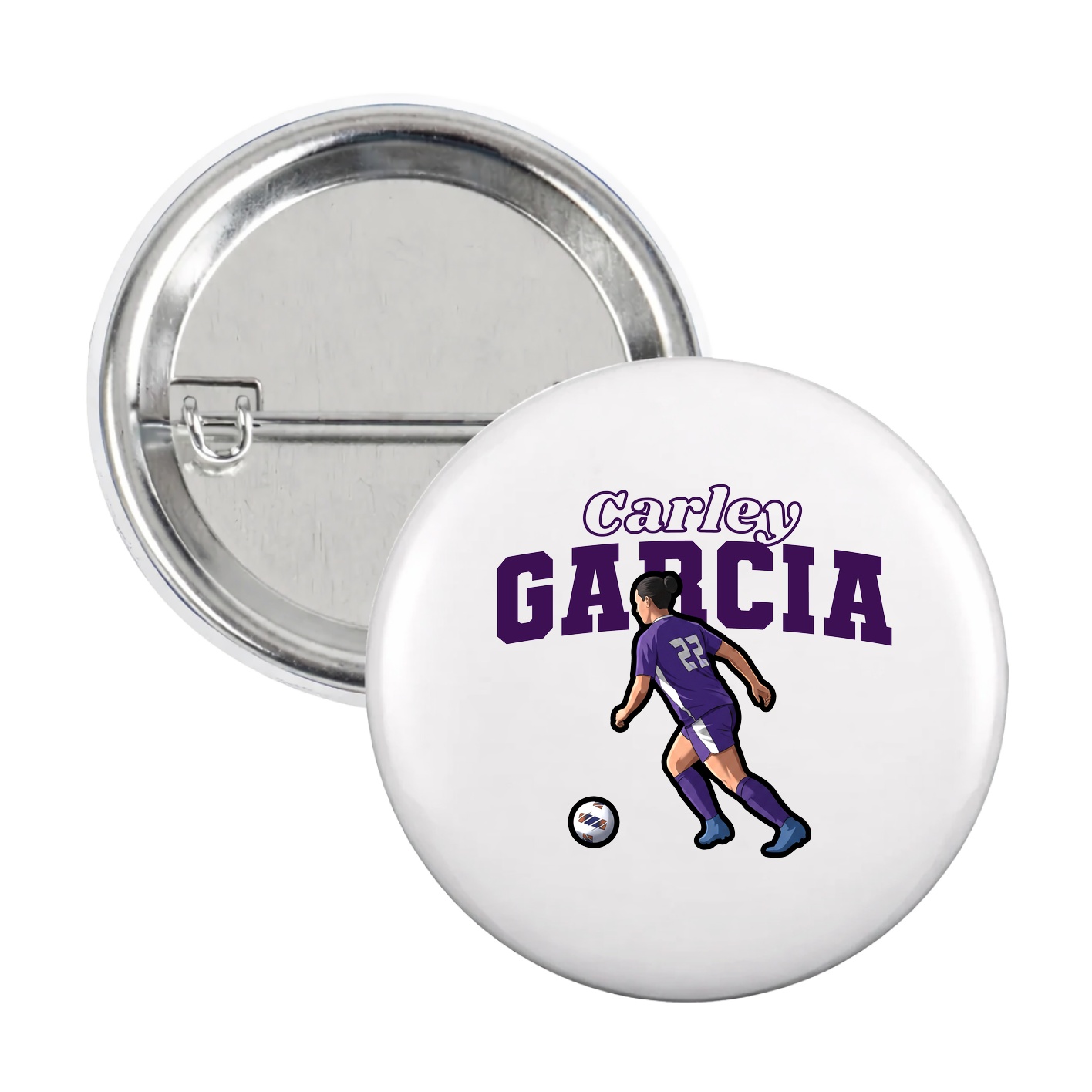 Game Day Button — Name Arch in White
