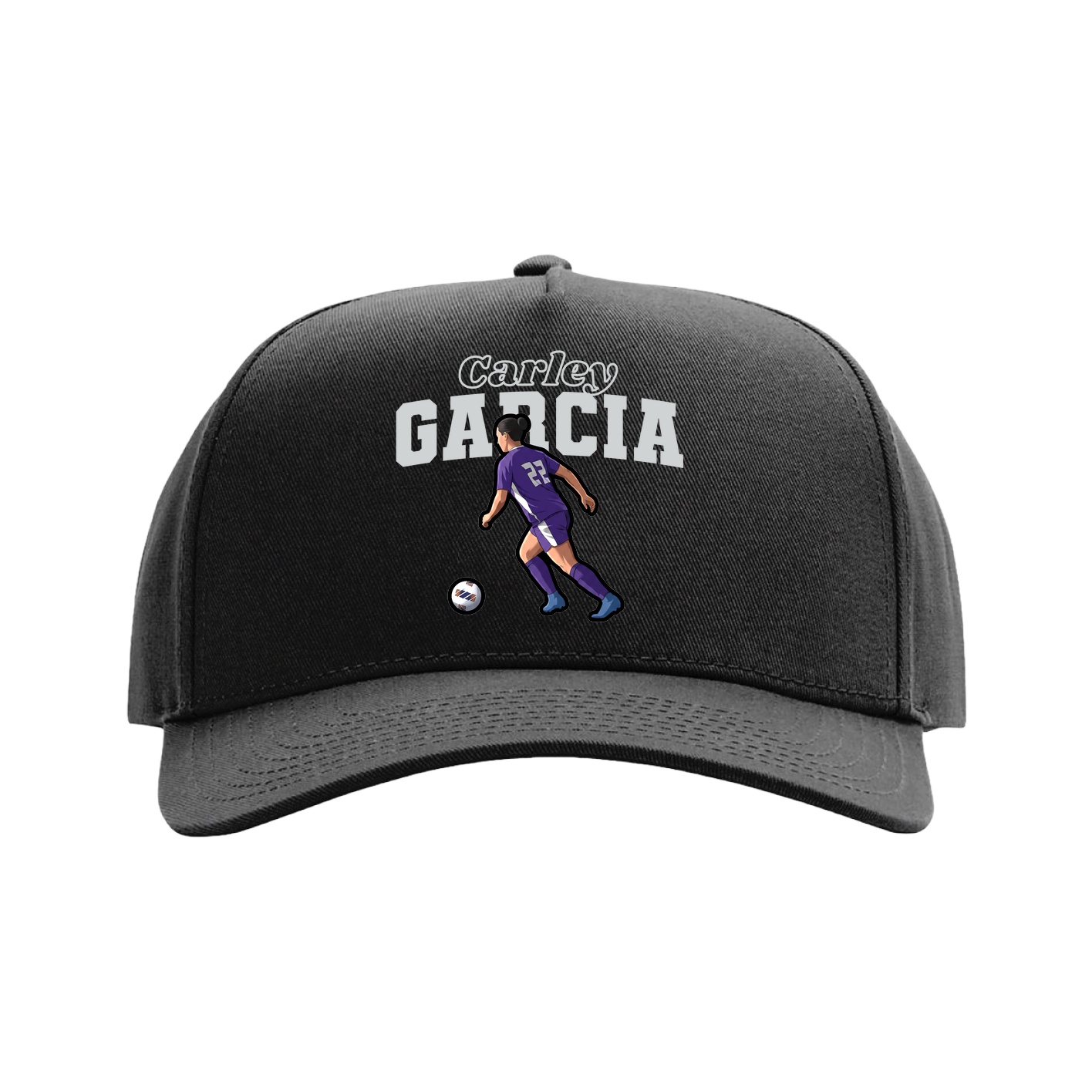 Full Fabric Five-Panel Champ Cap — Name Arch in Black