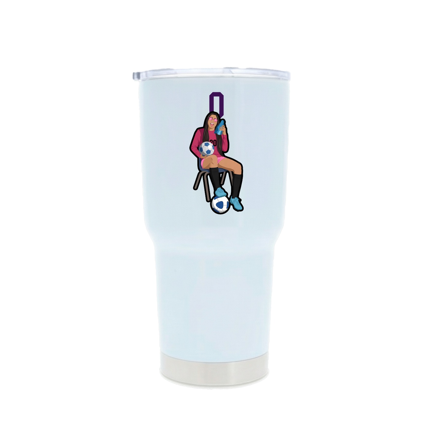 30oz Stainless Steel Tumbler — Number Top in White