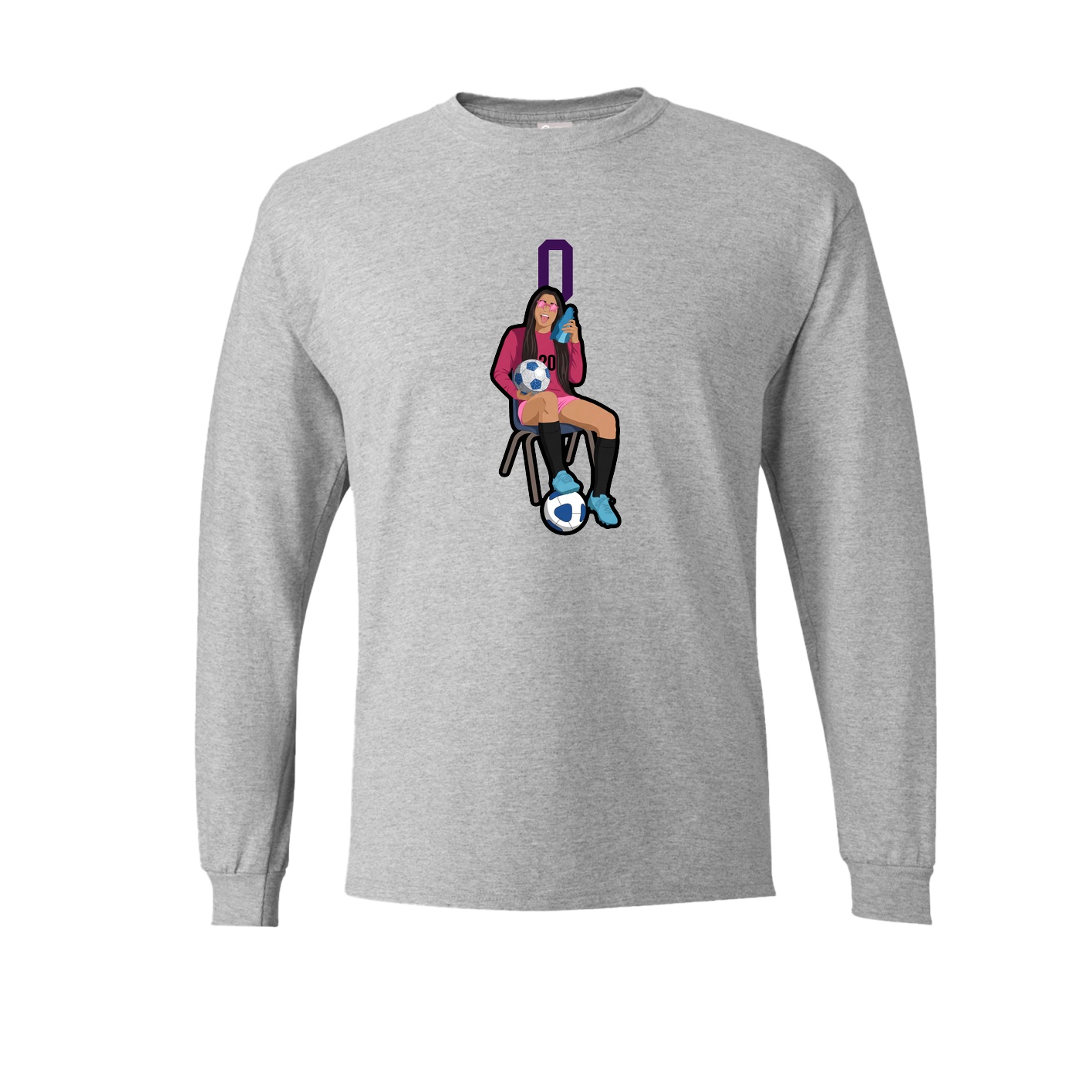 Long Sleeve Tee — Number Top in Grey