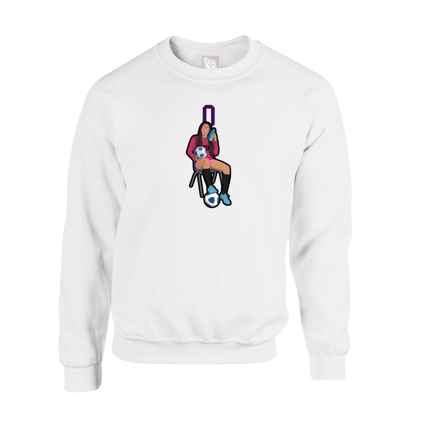 Fleece Crew — Number Top in White