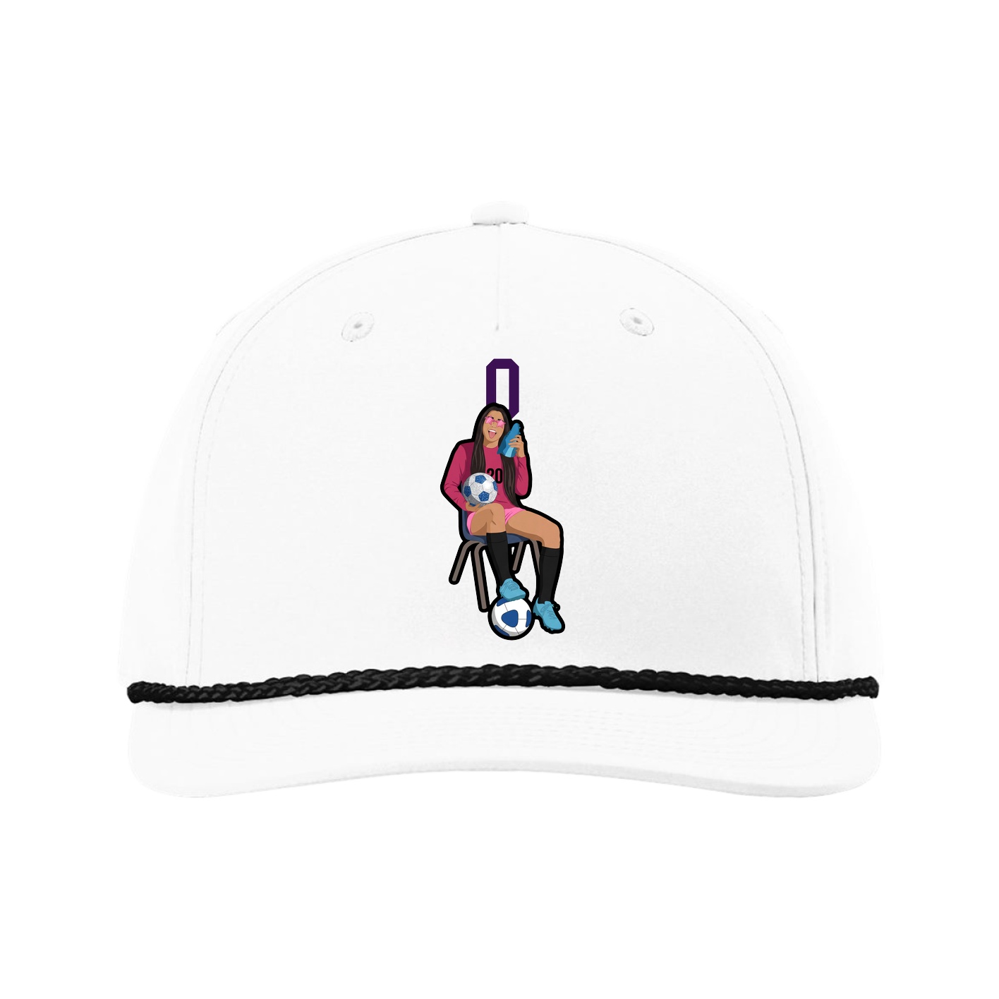 Five-Panel Classic Rope Cap — Number Top in White