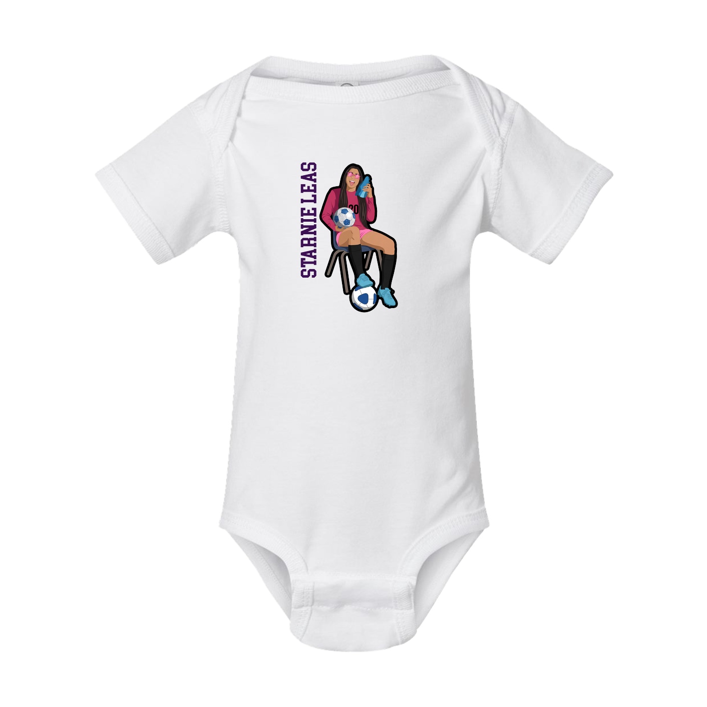 Baby Onesie — Name Vertical in White