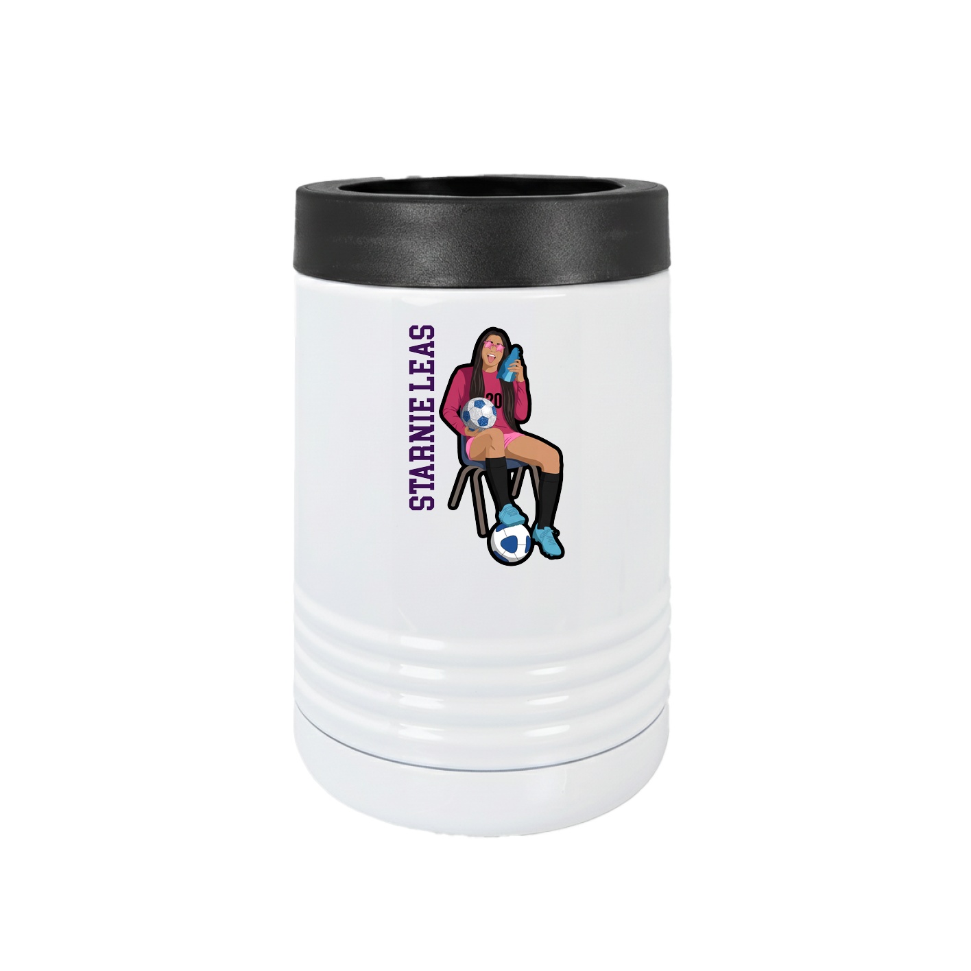 Beverage Holder — Name Vertical in White