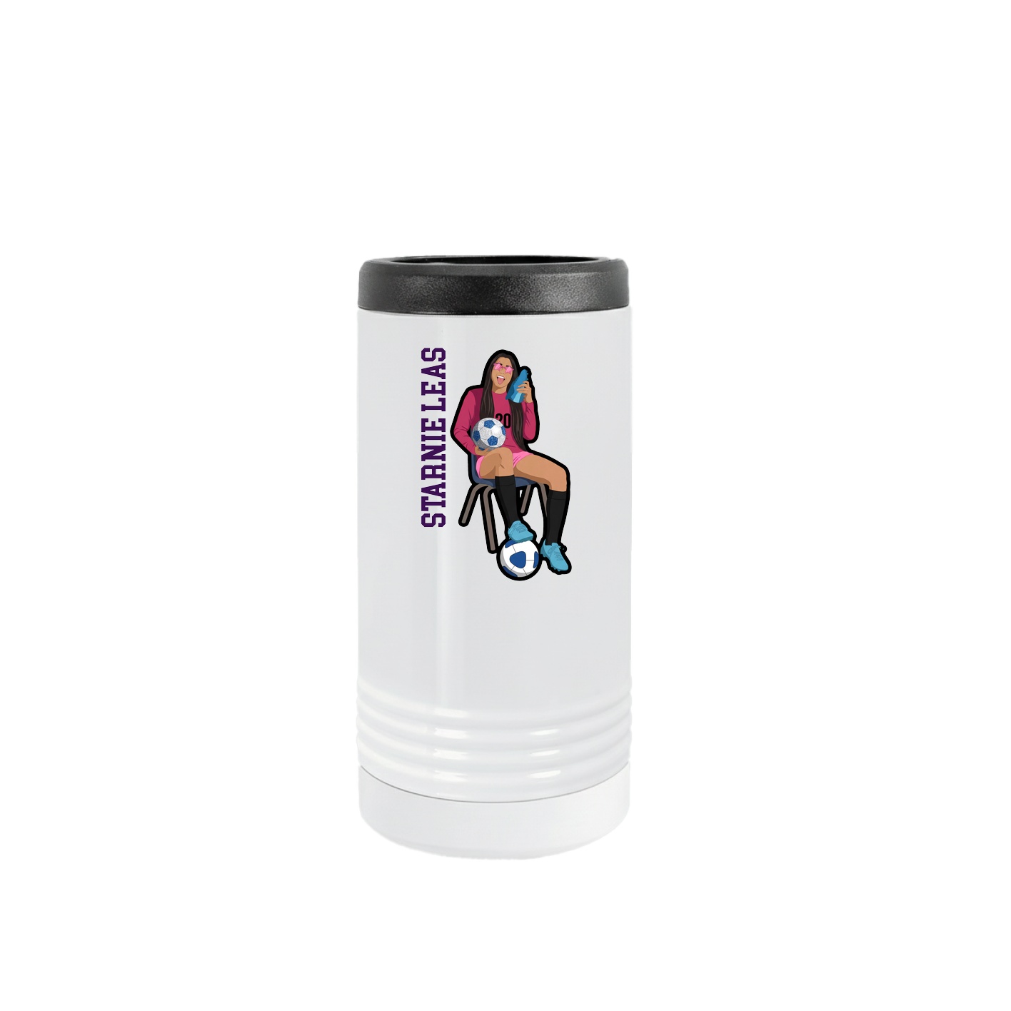 Slim Beverage Holder — Name Vertical in White