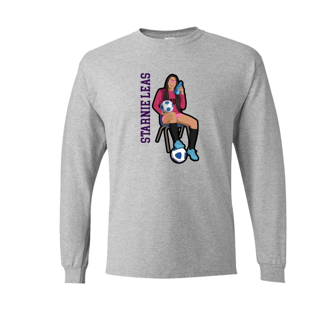 Long Sleeve Tee — Name Vertical in Grey