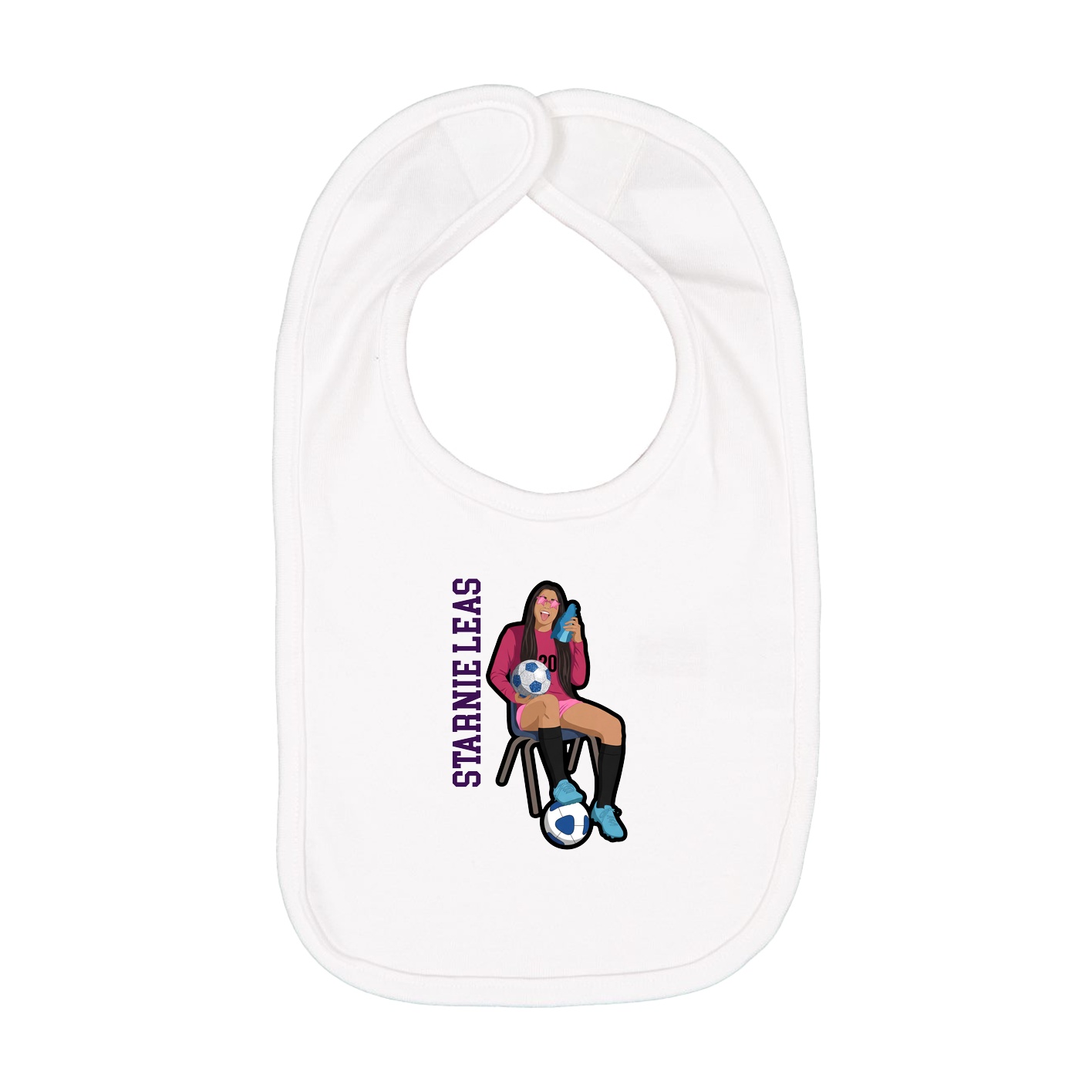 Infant Bib — Name Vertical in White