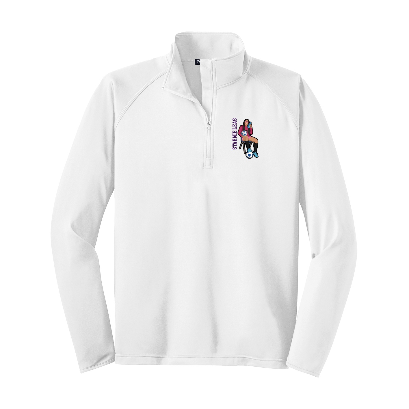 Q-Zip Pullover — Name Vertical in White