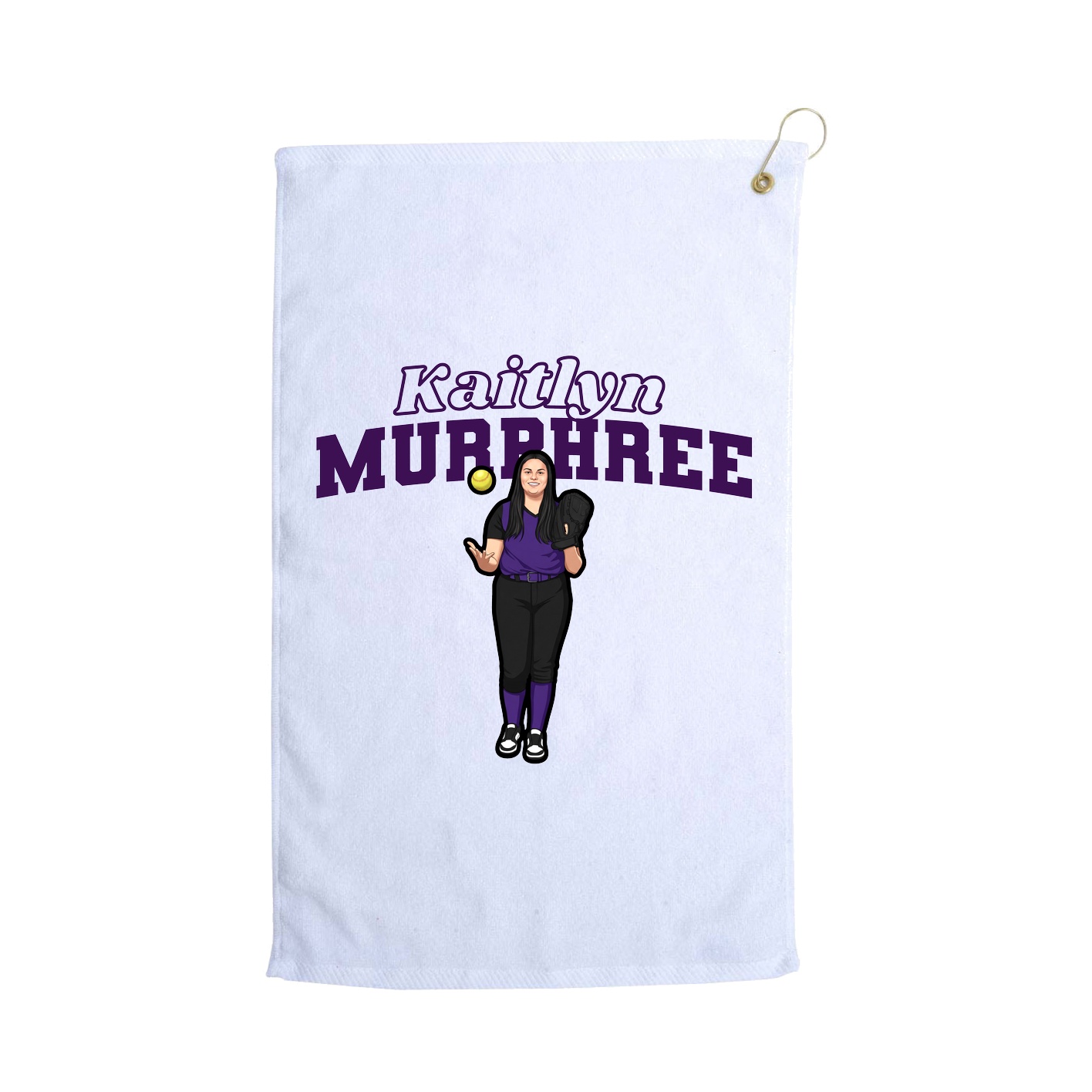Golf Towel — Name Arch in White